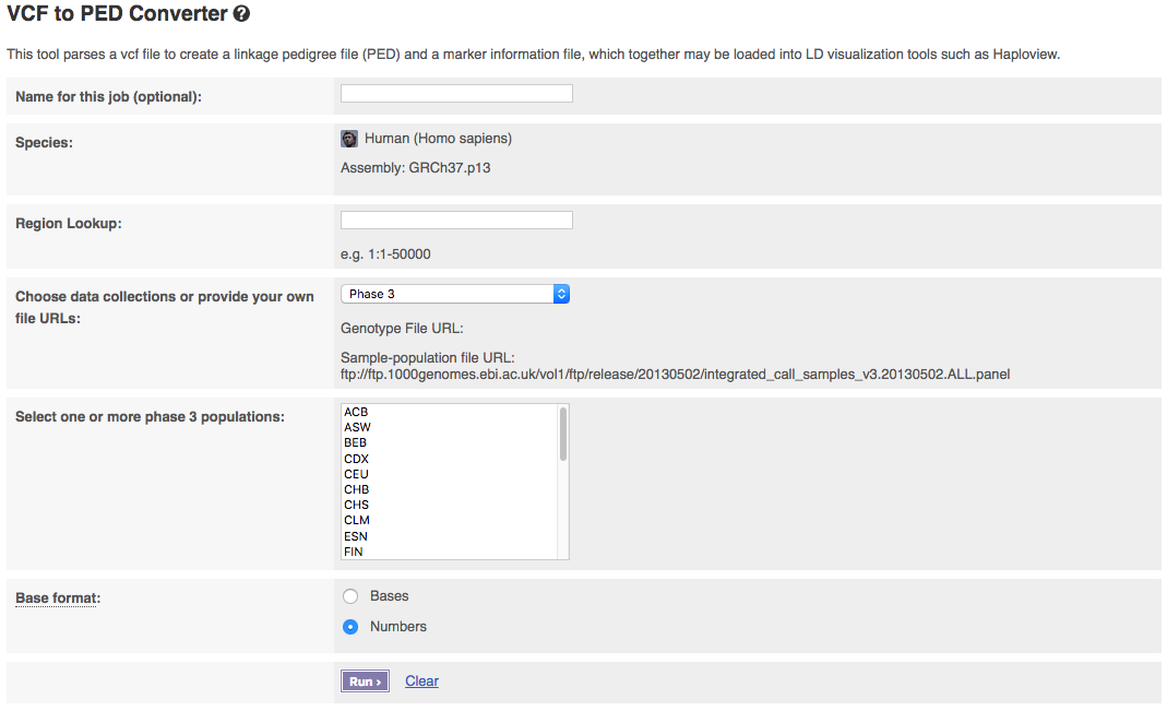 vcf to ped converter input interface